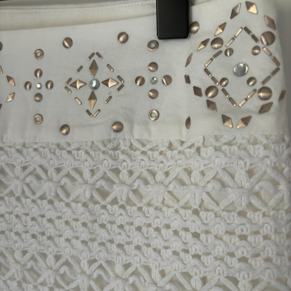 Hollister Crochet Overlay Rose Gold Studded Waistband Zip Side Mini Skirt… - Picture 3 of 6